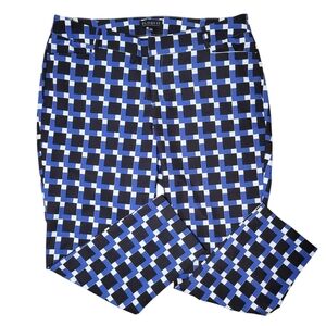 Eloquii Blue Black White Geometric Print Dress Pants Plus Size 18